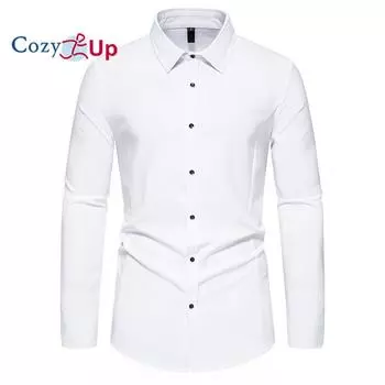 Мужская однотонная рубашка Cozy Up с длинными рукавами и складками, повседневная рубашка на пуговицах S белый