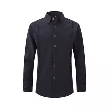 Мужская однотонная рубашка из хлопка и льна с длинным рукавом, повседневная, мужская S хаки