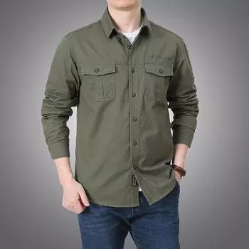 Мужская однотонная рубашка, рубашка для ношения на открытом воздухе, для кемпинга, рыбалки XXXXXL зелёный