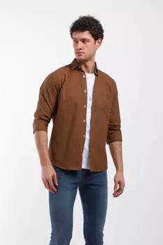 Мужская однотонная рубашка с длинными рукавами и карманами, черная