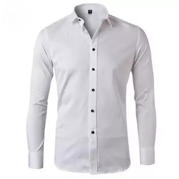 Мужская однотонная рубашка с длинными рукавами S белый