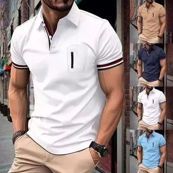 Мужская однотонная рубашка с карманами на пуговицах и коротким рукавом XXL хаки