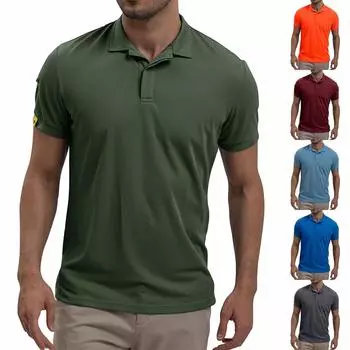 Мужская однотонная рубашка с коротким рукавом и карманом на пуговицах, с лацканами, мужская повседневная модная рубашка M