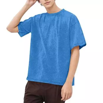 Мужская однотонная рубашка с рисунком снежинок, повседневная, большого размера, с короткими рукавами L синий