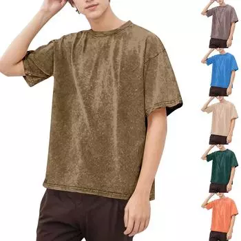 Мужская однотонная рубашка с рисунком снежинок, повседневная, большого размера, с короткими рукавами L синий