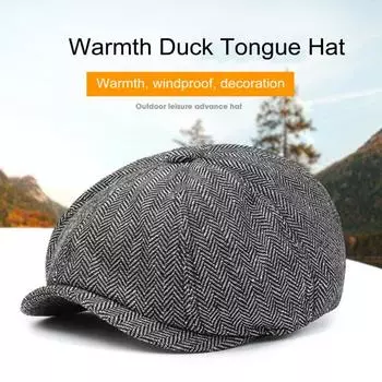 Мужская однотонная шляпа с язычком «Утиный язычок» с ветрозащитным беретом и короткими складками в британском стиле хаки