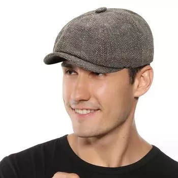 Мужская однотонная шляпа с язычком «Утиный язычок» берет ветрозащитная короткая плиссированная шляпа с узором «елочка» британская шляпа художника головной убор для путешествий и рыбалки серый