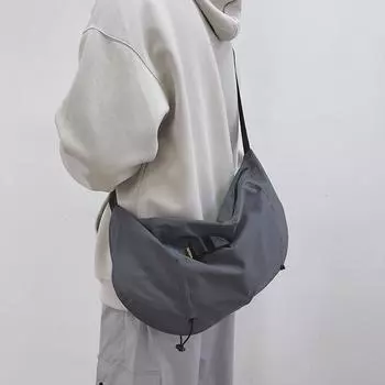 Мужская однотонная сумка через плечо, женская сумка для пельменей большой емкости, сумка через плечо серый