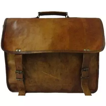 Мужская однотонная сумка из натуральной кожи, сумка для ноутбука, коричневый портфель-мессенджер 15 x 11 x 5 in коричневый