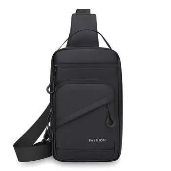 Мужская однотонная сумка кроссбоди, спортивная нагрудная сумка для улицы, большая вместимость, сумка через плечо для поездок на работу чёрный