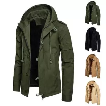 Мужская однотонная свободная куртка с капюшоном и длинными рукавами, мужская повседневная спортивная куртка-кардиган, плащ L армия зеленый