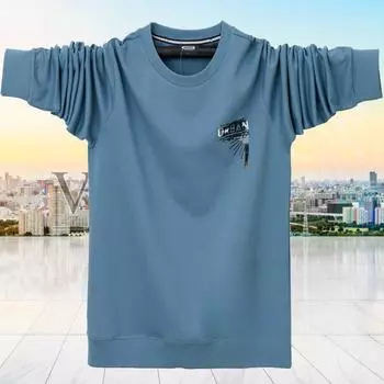 Мужская однотонная толстовка с круглым вырезом, с длинным рукавом, базовые футболки, легкая мягкая толстовка большого размера, повседневная свободная блузка для тренировок, рубашка-пуловер для мужчин M темно-серого