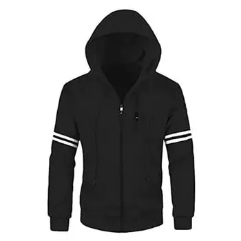 Мужская однотонная толстовка с полосками и отделкой XL чёрный