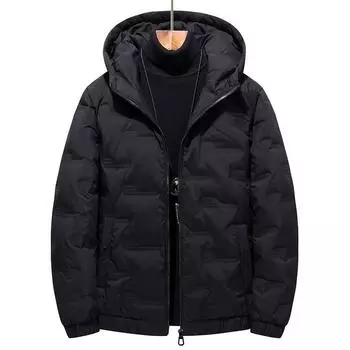 Мужская однотонная зимняя куртка из хлопка с короткими рукавами в корейском стиле M бежевый