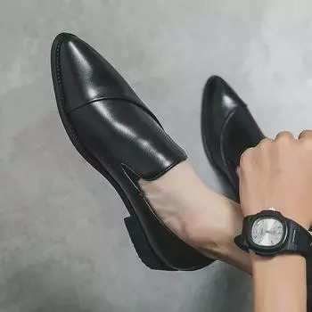 Мужская официальная и повседневная кожаная обувь весна/осень 2024 г.: Большой размер, заостренный, низкий верх 48