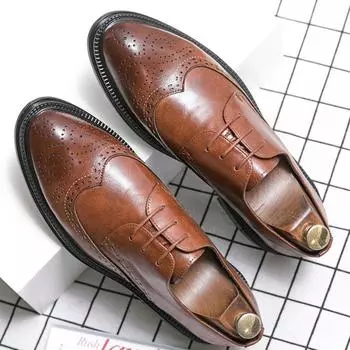 Мужская официальная кожаная обувь в европейском стиле, повседневная обувь, мужские оксфорды 38 чёрный