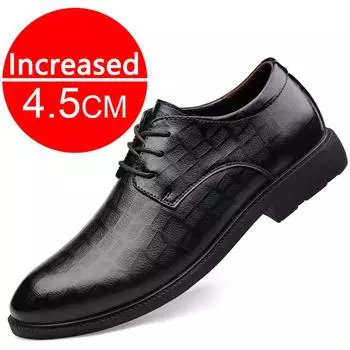 Мужская официальная обувь Британская ретро обувь Мужская повседневная деловая кожаная обувь, увеличивающая рост Мужская офисная модельная обувь Свадебная обувь 37