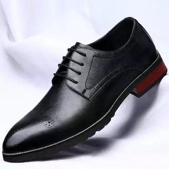 Мужская официальная обувь в британском стиле, кожаная деловая повседневная обувь ручной работы, официальная свадебная обувь для офиса, дизайнерская обувь для мужчин 38 чёрный