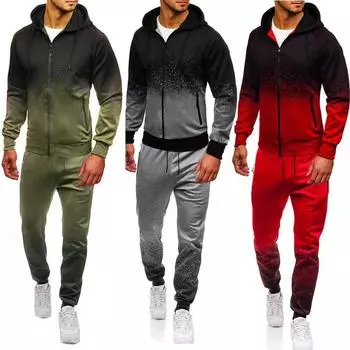 Мужская осень-зима Packwork Print Sweatshirt Top Pants Sets Спортивный костюм Спортивный костюм