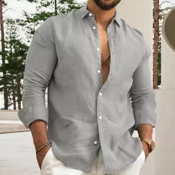 Мужская осенне-весенняя рубашка, однобортный однобортный отложной воротник с длинным рукавом, однотонный, приталенный, мягкий дышащий кардиган, мужской топ для поездок на работу 2XL розовый