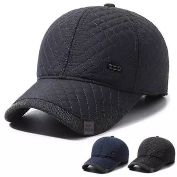 Мужская осенне-зимняя бархатная теплая кепка для защиты ушей, бейсбольная кепка для папы, уличная хлопковая кепка чёрный