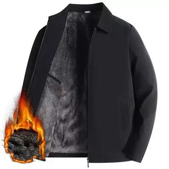 Мужская осенне-зимняя бархатная утепленная куртка, мужская зимняя одежда среднего и пожилого возраста, хлопковое пальто, мужская свободная одежда для папы XXXXL чёрный