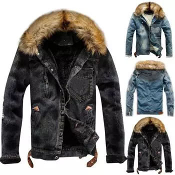 Мужская осенне-зимняя джинсовая куртка с капюшоном и карманными пуговицами, верхнее пальто XXXXL чёрный