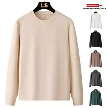 Мужская осенне-зимняя флисовая толстовка с круглым вырезом и флисовой футболкой с длинным рукавом Корейская версия повседневной толстовки с капюшоном Trend Fashion Base Top M белый