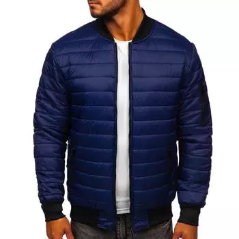 Мужская осенне-зимняя хлопковая теплая пуховая куртка на молнии с карманами, компактное легкое пальто M чёрный