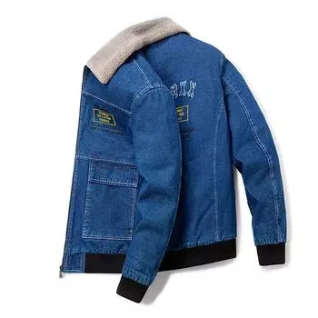 Мужская осенне-зимняя корейская версия с утолщенной термокурткой из кашемирового денима, трендовая зимняя одежда M