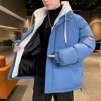 Мужская осенне-зимняя короткая куртка с капюшоном, теплая куртка большого размера, повседневная теплая куртка из хлопка с подкладкой и застежкой-молнией XXXL