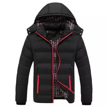 Мужская осенне-зимняя куртка больших размеров с утолщенным пухом, повседневная теплая верхняя одежда с капюшоном XS