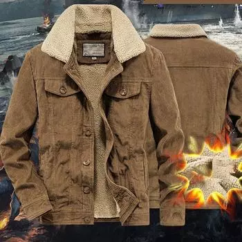 Мужская осенне-зимняя куртка больших размеров с утеплителем, однотонная куртка со свободными лацканами, повседневная удобная вельветовая верхняя одежда 4XL