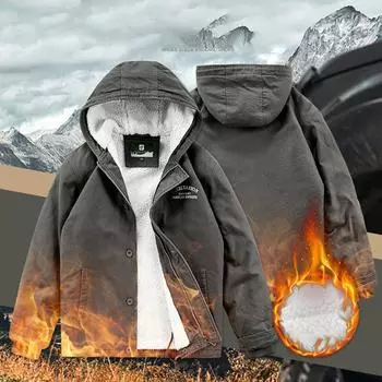 Мужская осенне-зимняя куртка больших размеров в стиле ретро с капюшоном из тонкого бархата, утолщенная теплая куртка, однотонная свободная верхняя одежда с капюшоном 4XL