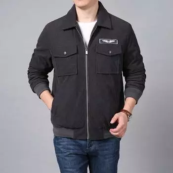 Мужская осенне-зимняя куртка, куртка из вельвета и хлопка, мужской бейсбольный воротник, повседневная куртка 6XL серый