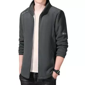 Мужская осенне-зимняя куртка с флисом и толстым воротником-стойкой, повседневный теплый свитер M