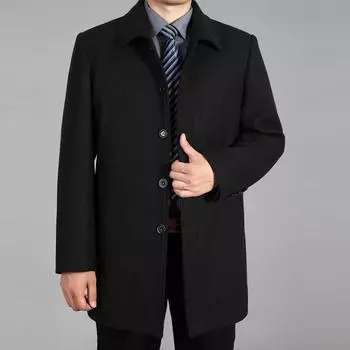 Мужская осенне-зимняя куртка средней длины, однотонная, деловая, повседневная, тонкая, ветровка XS