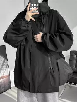 Мужская осенне-зимняя модная куртка, мужская весенне-осенняя свободная уличная альпинистская куртка с длинными рукавами, мужская мода M чёрный