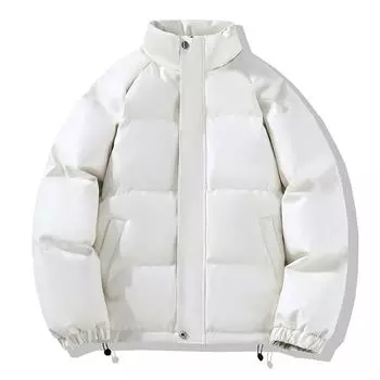 Мужская осенне-зимняя модная куртка с тиснением, со стойкой, для электронной коммерции, утолщенный повседневный костюм-пуховик M белый