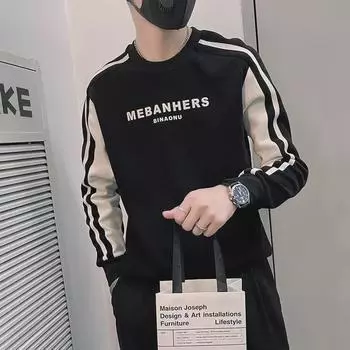 Мужская осенне-зимняя модная свободная толстовка с круглым вырезом M