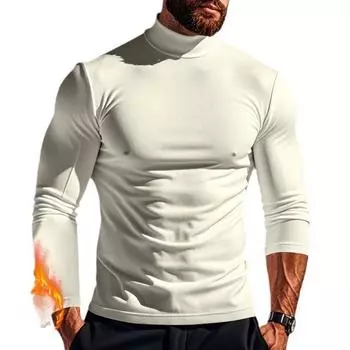 Мужская осенне-зимняя немецкая бархатная однотонная футболка с длинными рукавами, трикотажная рубашка с низом, облегающий полуводолазка для мужчин XS белый