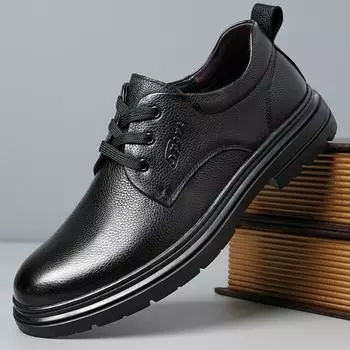 Мужская осенне-зимняя новая кожаная обувь с мягкой подошвой, мужская обувь без застежек, повседневная обувь для пап среднего и пожилого возраста, размер 38-44 38