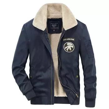 Мужская осенне-зимняя новая модная молодежная хлопковая куртка с меховым воротником, хлопковая куртка, флисовая термокуртка большого размера M