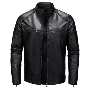 Мужская осенне-зимняя новая мужская куртка из искусственной кожи с коротким воротником-стойкой, молодежная кожаная куртка Locomotive L