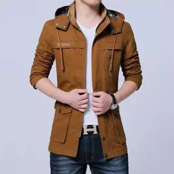 Мужская осенне-зимняя новая мужская куртка повседневная стираная хлопковая свободная ветровка большого размера тонкая модная куртка M