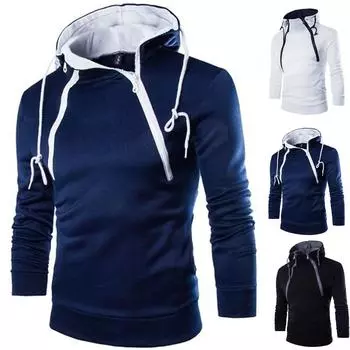 Мужская осенне-зимняя новая мужская пуловерная куртка на молнии с капюшоном L чёрный