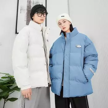 Мужская осенне-зимняя новая одежда из бархата и хлопка, одежда из хлопка, свободная модная теплая куртка с воротником-стойкой, повседневная утолщенная одежда из хлопка S белый