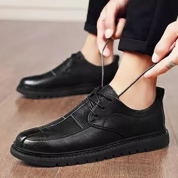 Мужская осенне-зимняя новая ретро британская тенденция низкие туфли на шнуровке деловые повседневные кожаные туфли износостойкие мужские туфли с увеличенным размером 38