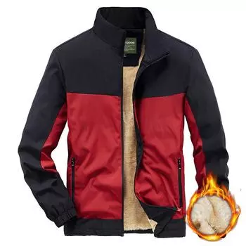 Мужская осенне-зимняя новая сумка для копания на молнии, красная молодежная повседневная бархатная куртка с хлопковой подкладкой в тон M