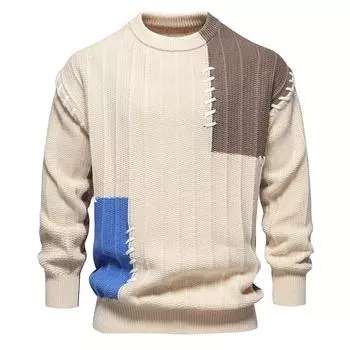 Мужская осенне-зимняя новинка, мужской свитер-пуловер с круглым вырезом, свободный и ленивый повседневный вязаный свитер M чёрный